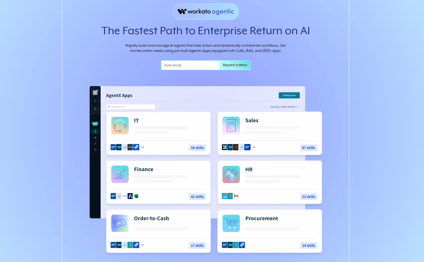 Workato Genie enterprise AI tool dashboard