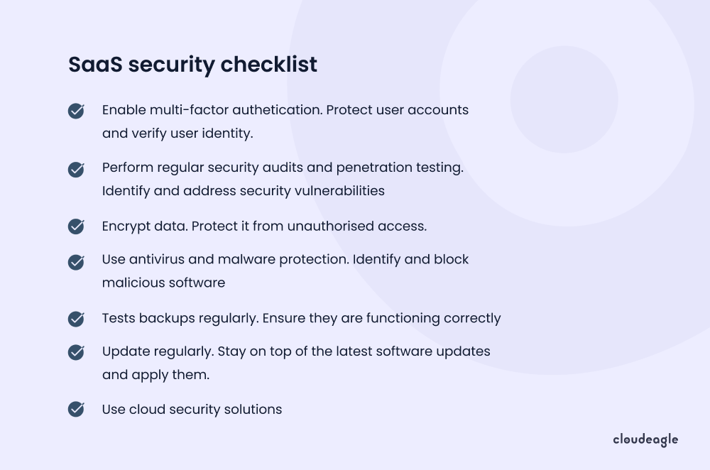 Image showing a SaaS security checklist