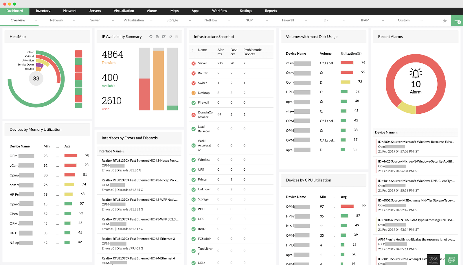 ManageEngine Dashboard
