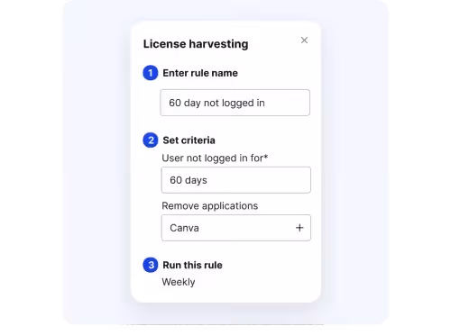 Reclaim unused licenses with harvesting workflows