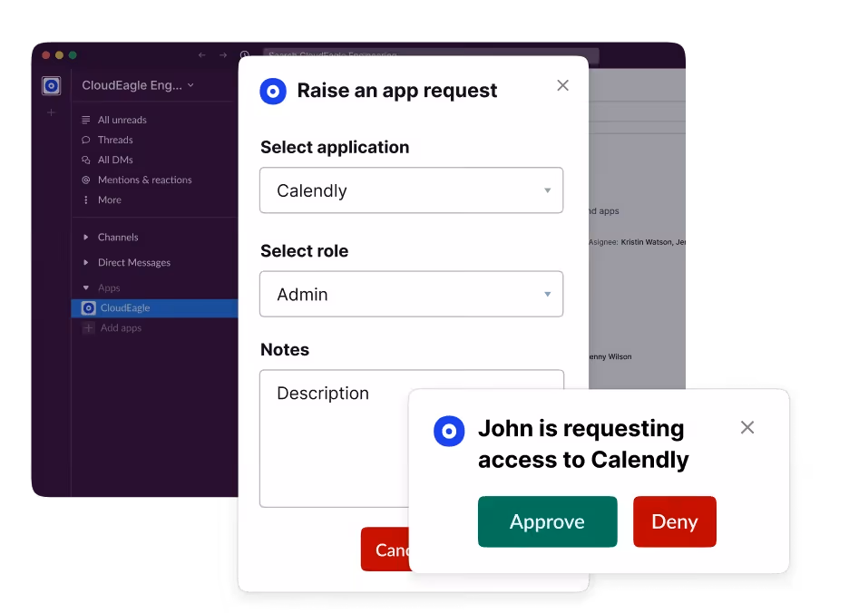 raise app access request via Slack