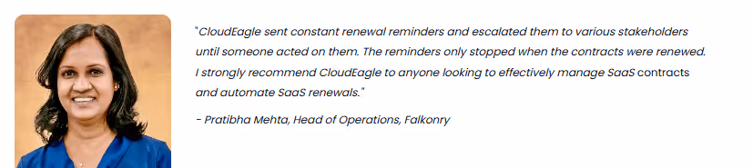 Image of CloudEagle's customer testimonial