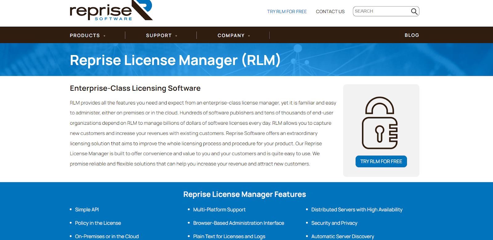 Reprise SaaS license manager layout
