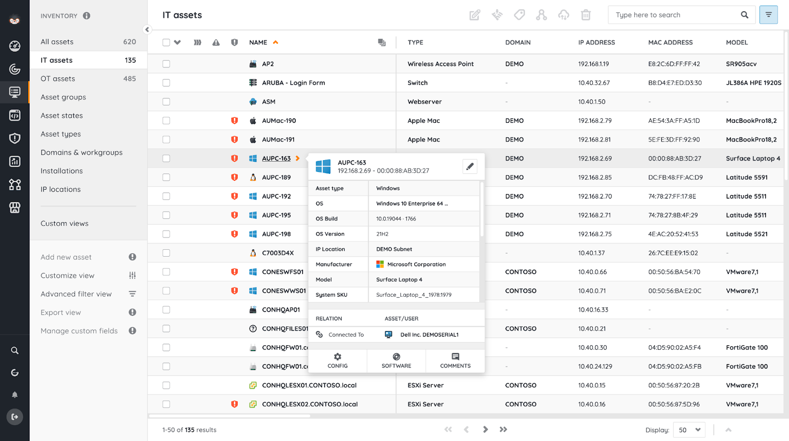 IT Asset Discovery Tools - Lansweeper dashboard