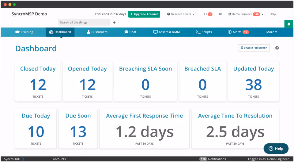 Syncro Dashboard