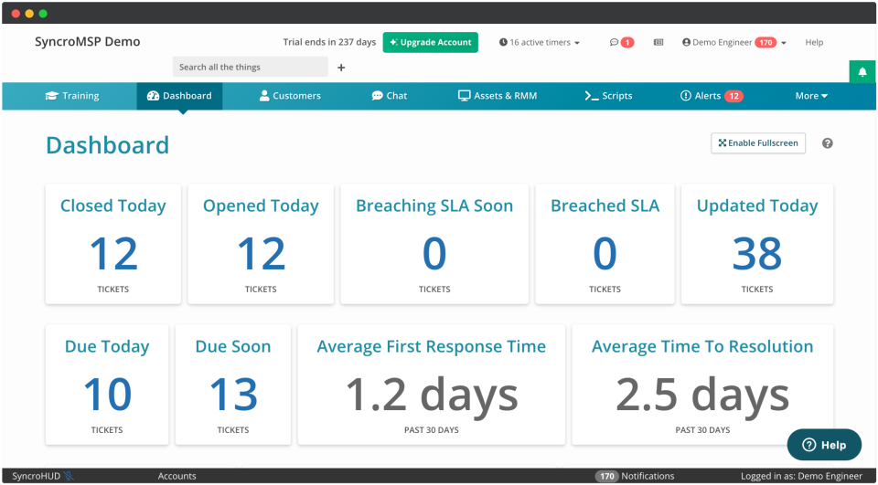 Syncro Dashboard