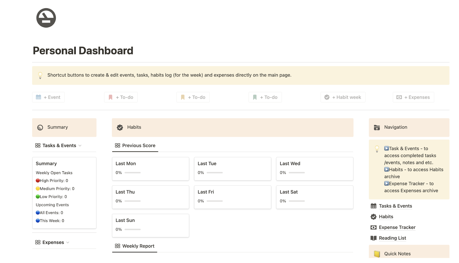 AI tools for productivity - Notion dashboard