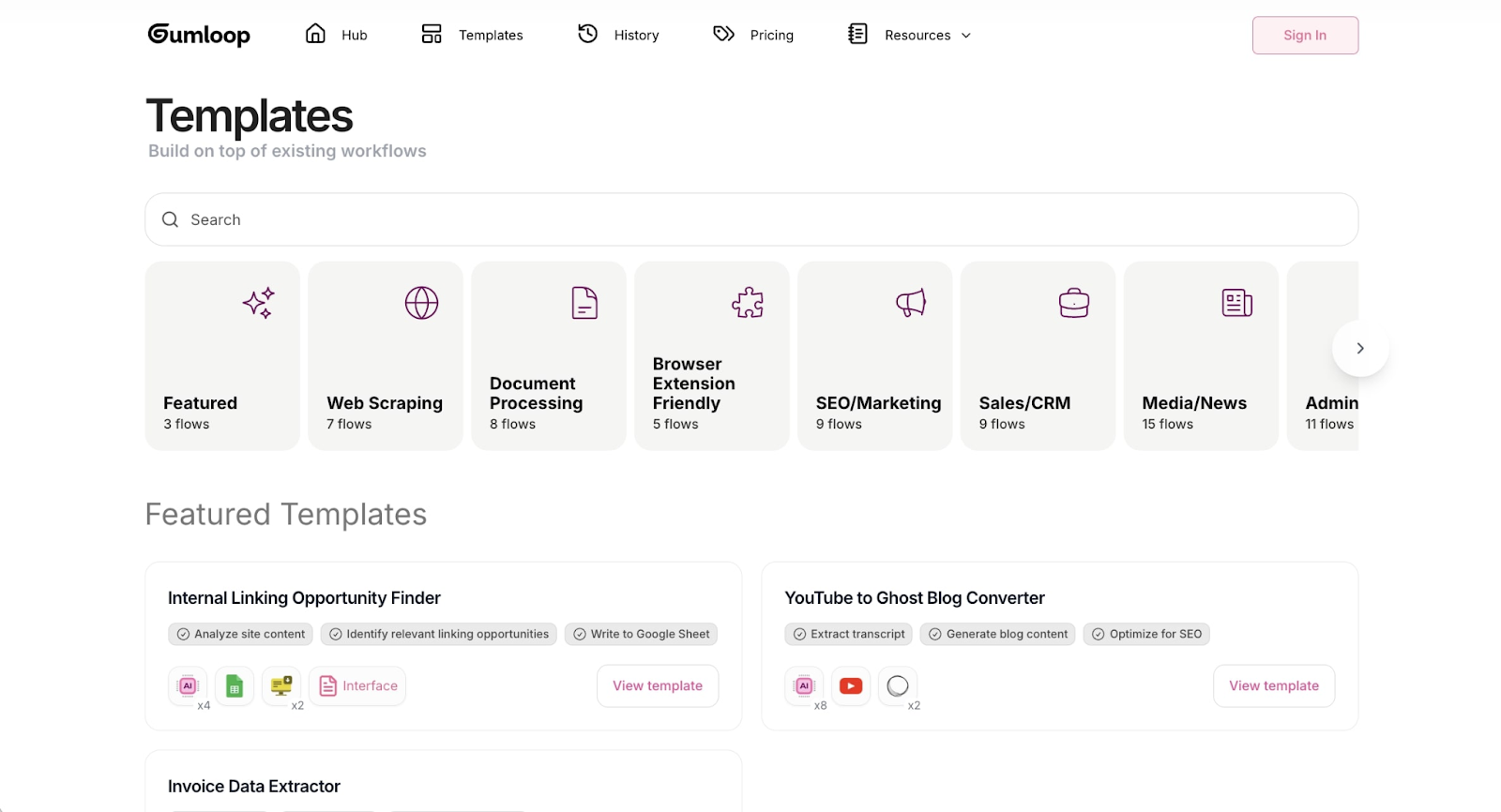 AI tools for productivity - Gumloop dashboard