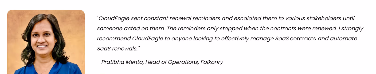 Image of customer appreciating CloudEagle's automated renewal feature
