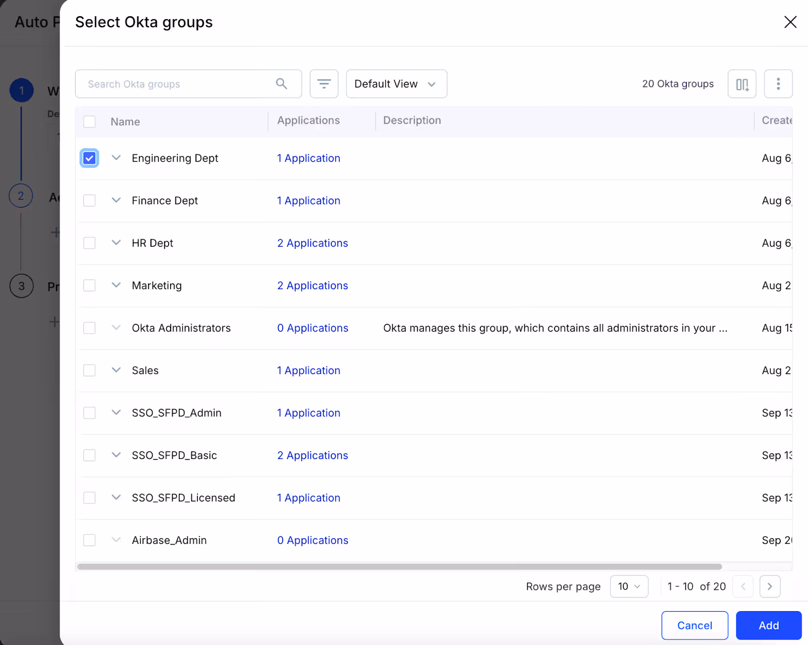 Select Okta Groups