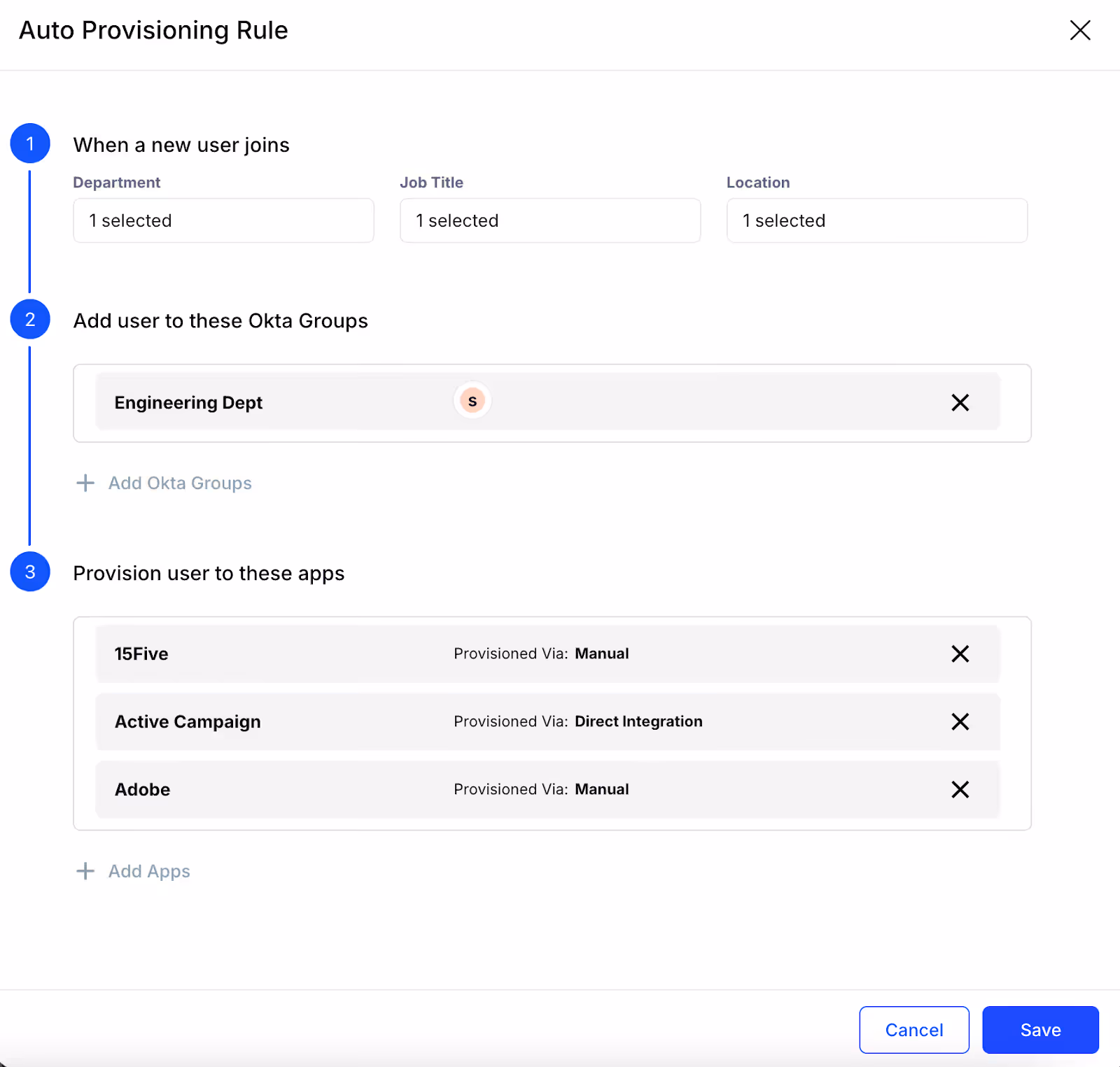 Saving the Auto Provisioning Rule