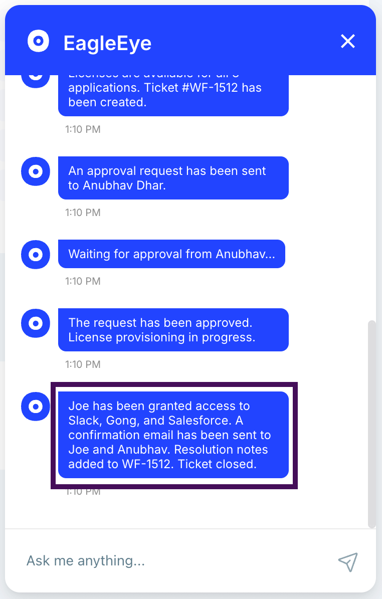 Access assigned using EagleEye