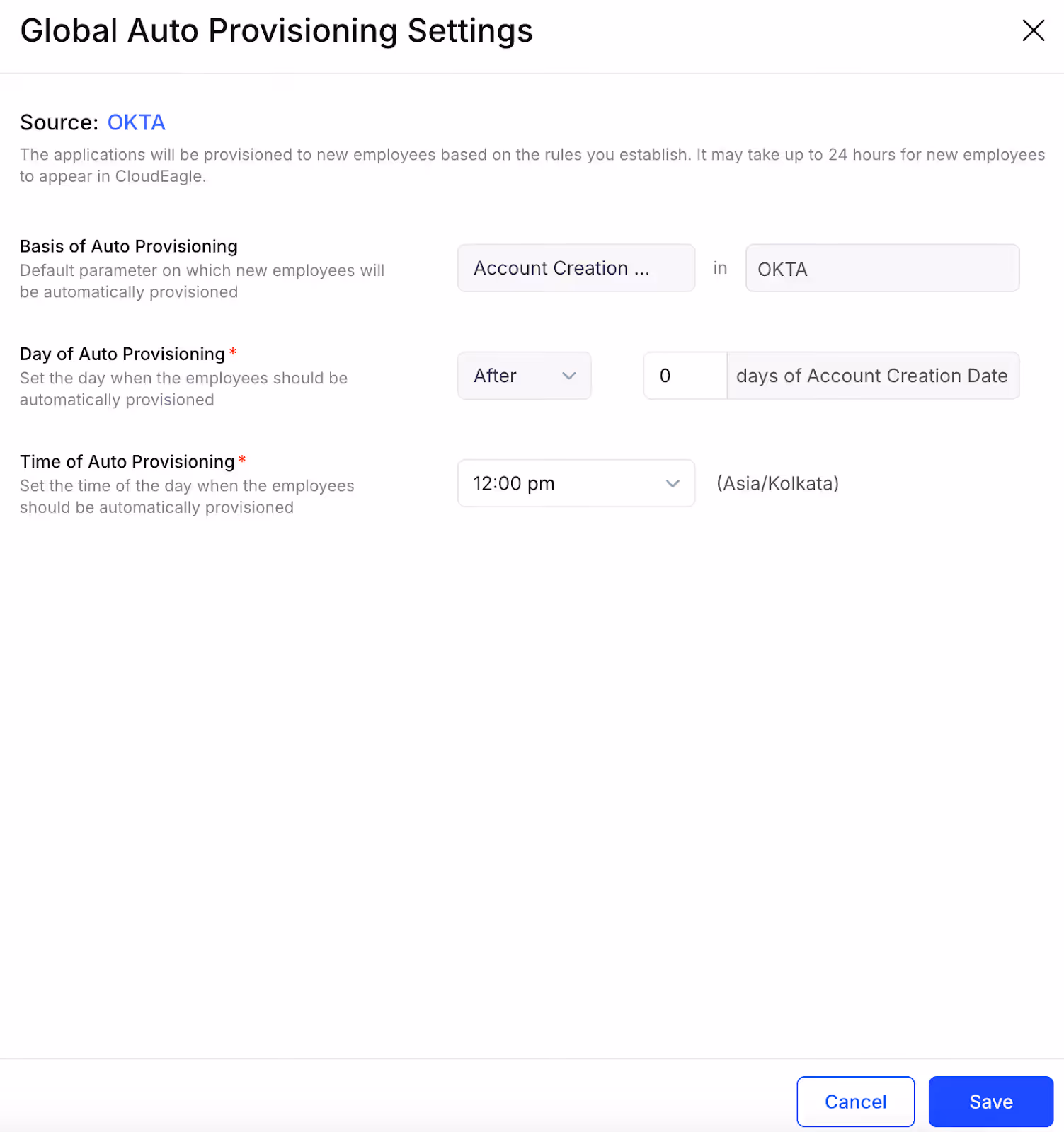 Global Auto-Provisioning Settings