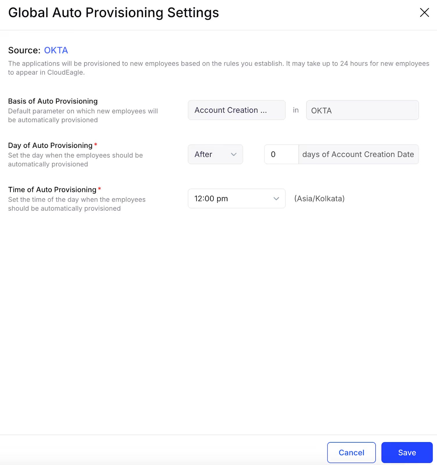 Global Auto-Provisioning Settings