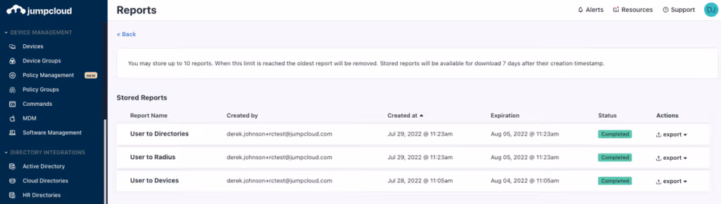 JumpCloud Dashboard
