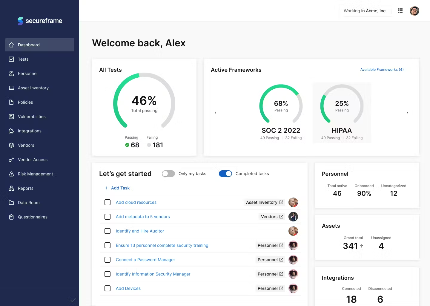 Secureframe Dashboard