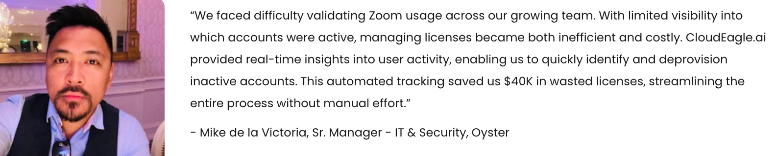 Contract management tools' customer appreciating the CloudEagles usage feature.
