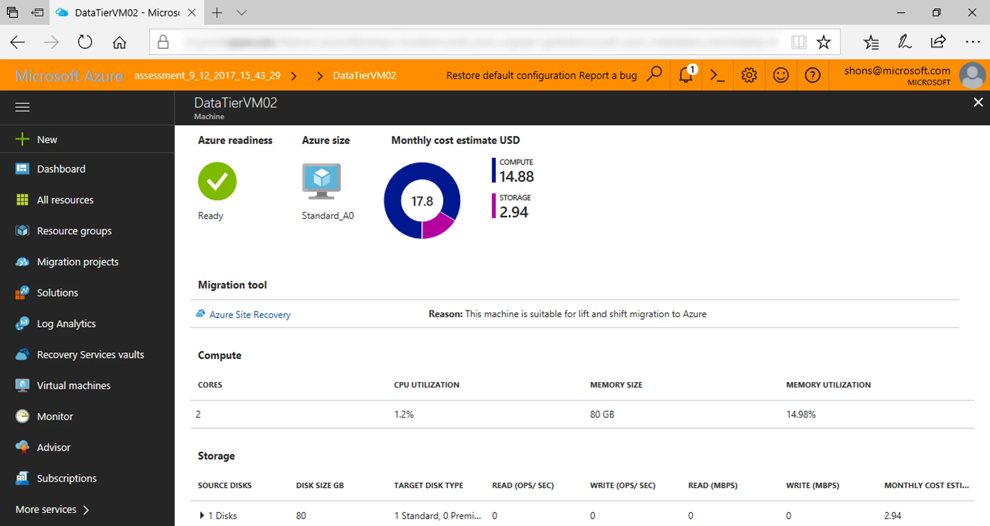 Cloud Migration Tools Azure Migrate dashboard