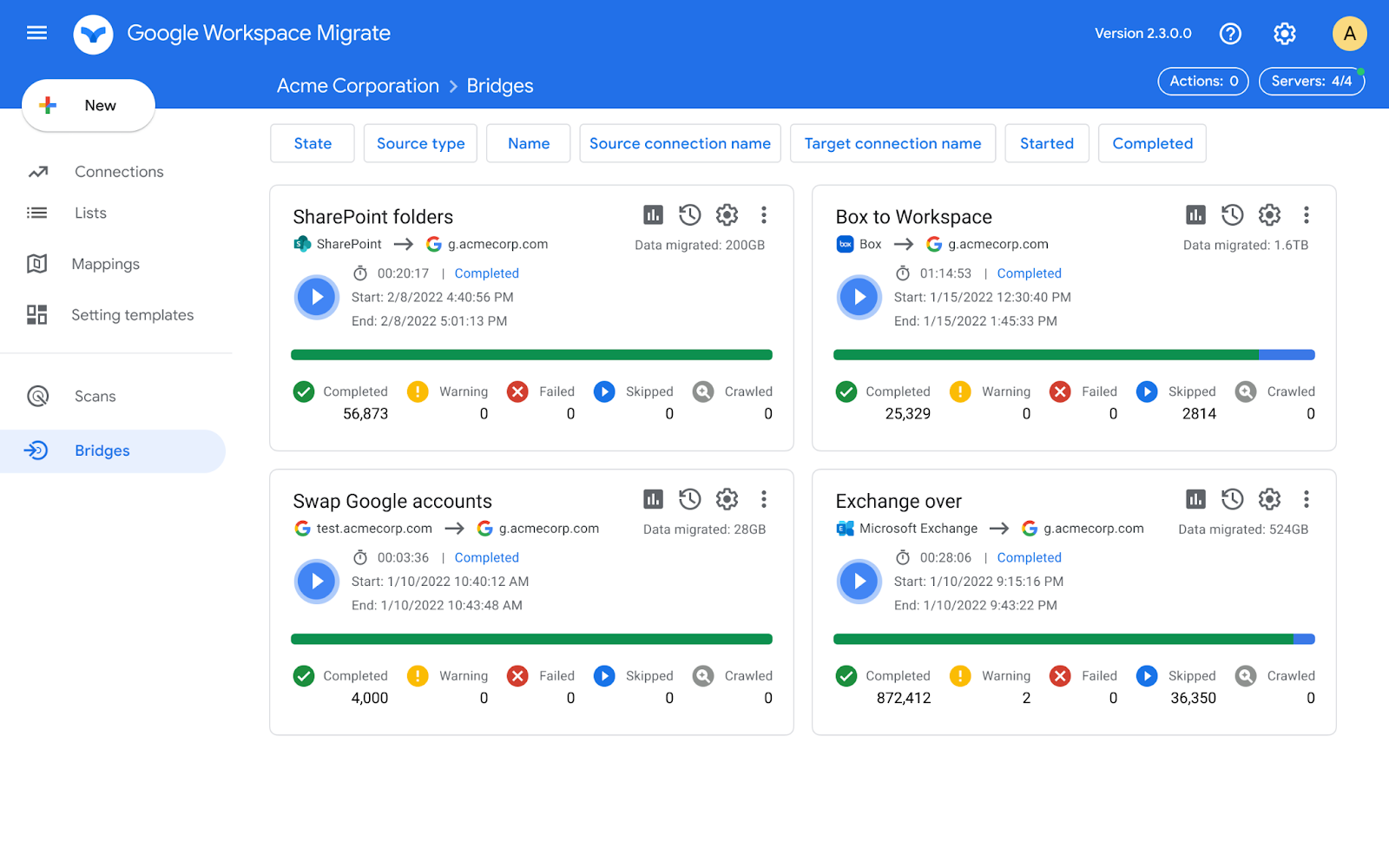 Cloud Migration Tools Google Cloud Migrate dashboard
