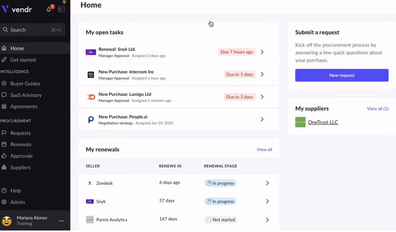 Vendr Dashboard