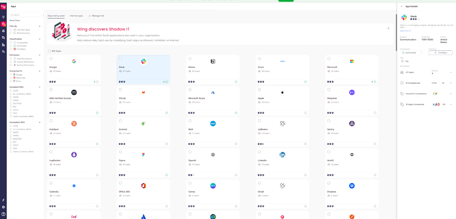 Wing Security Dashboard