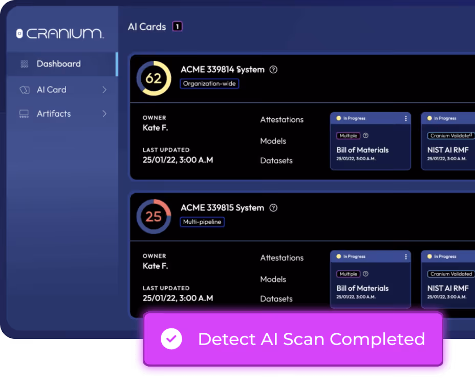 AI Security Platforms: Cranium dashboard