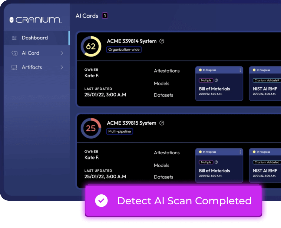 AI Security Platforms: Cranium dashboard