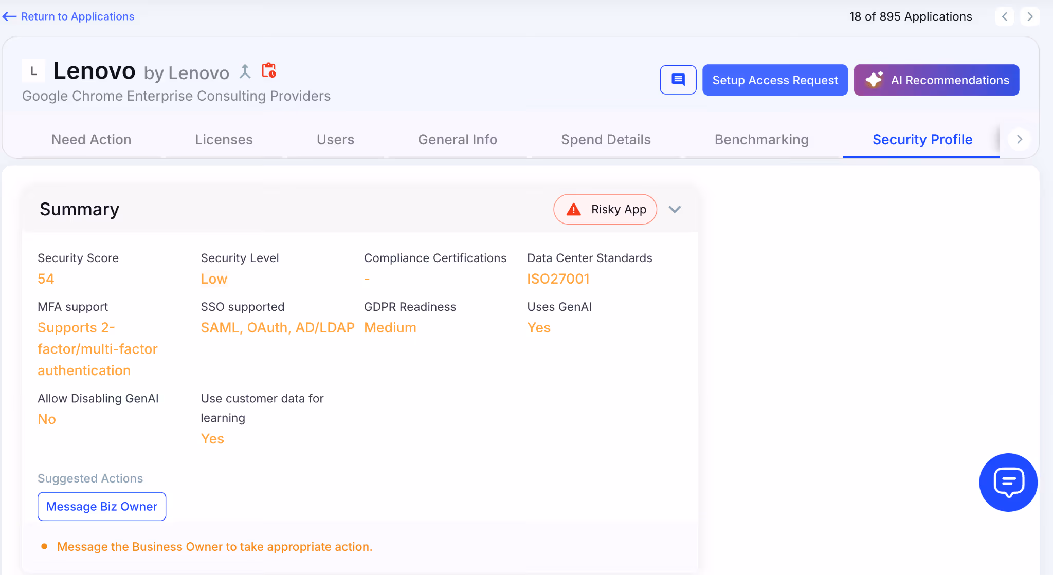 cloudeagle's application security profile provides a full report