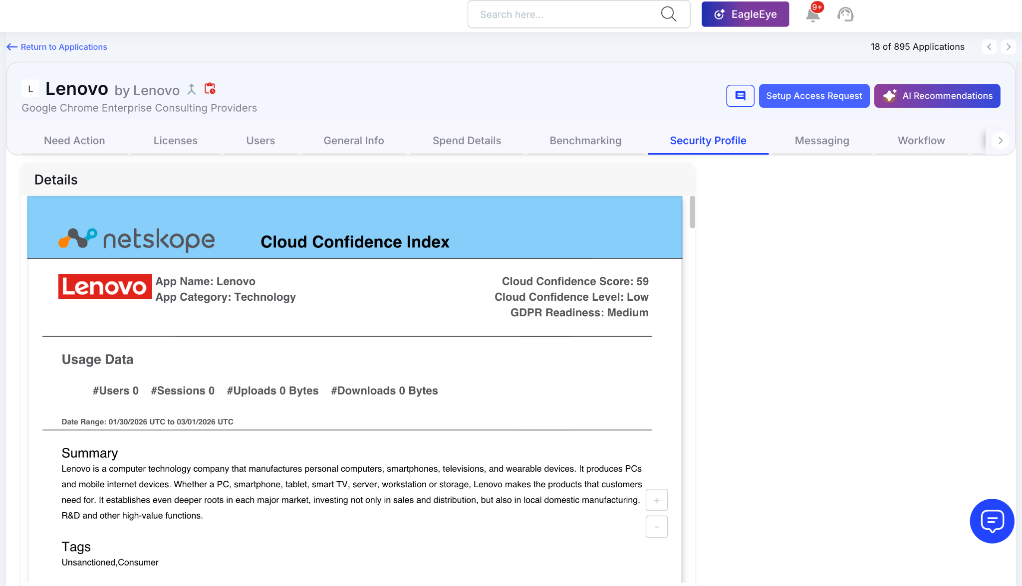 cloudeagle lets team download the netskope security reports