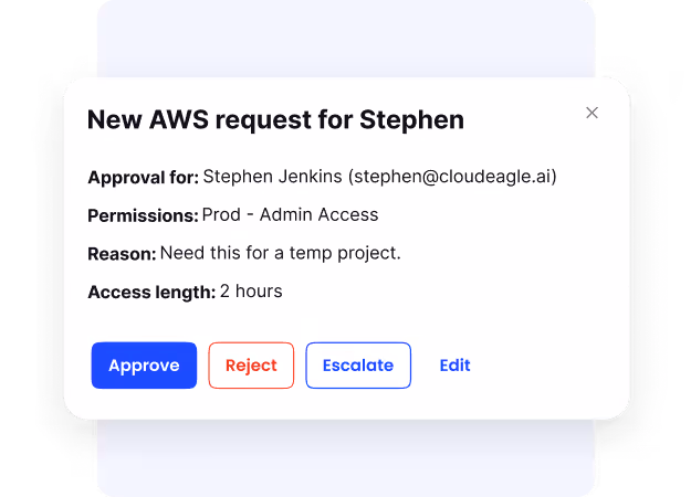 CloudEagle timed access controls enforcing approval rules before granting sensitive or privileged app permissions with automatic expiry