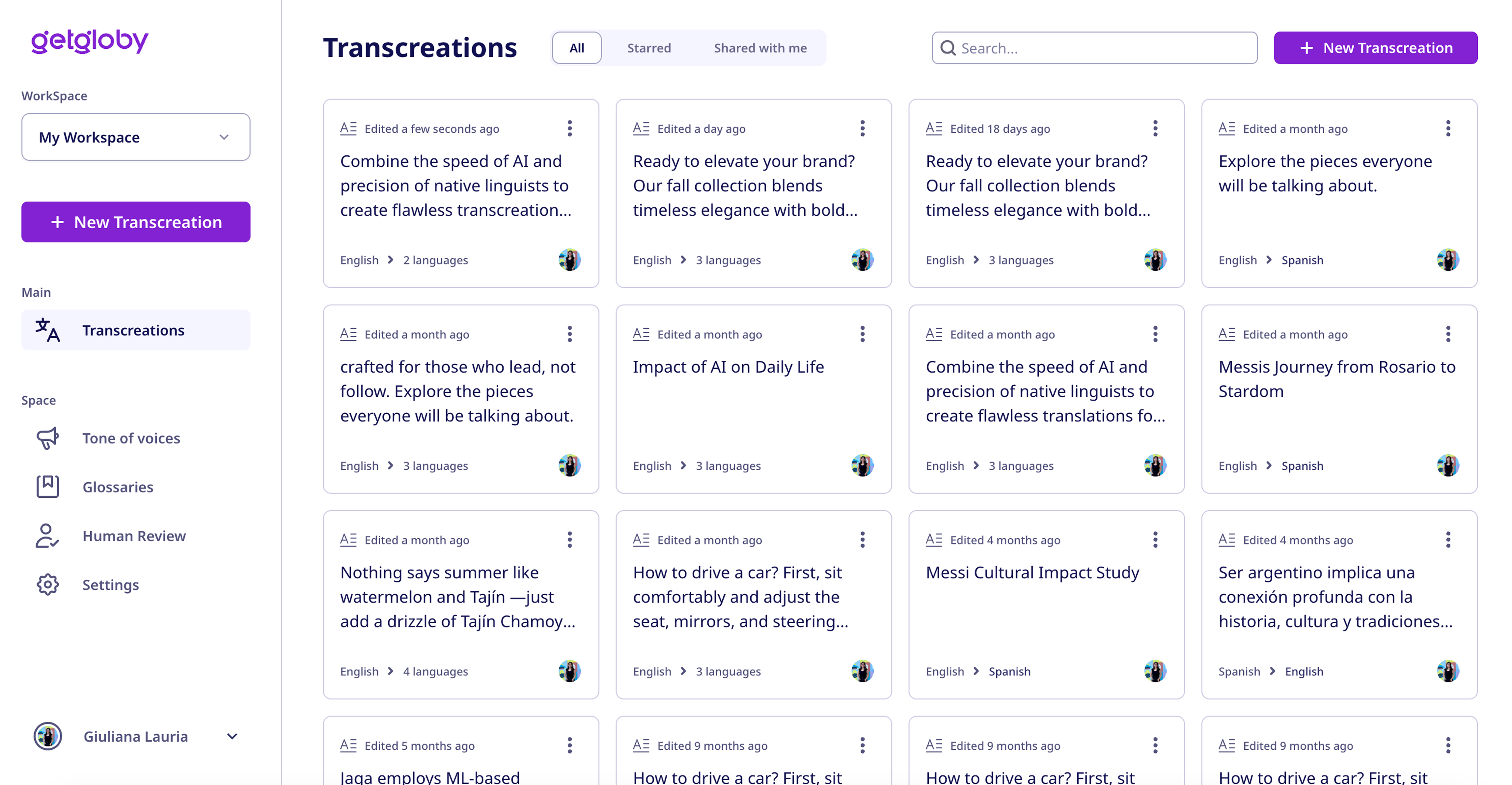 Text translator platform GetGloby