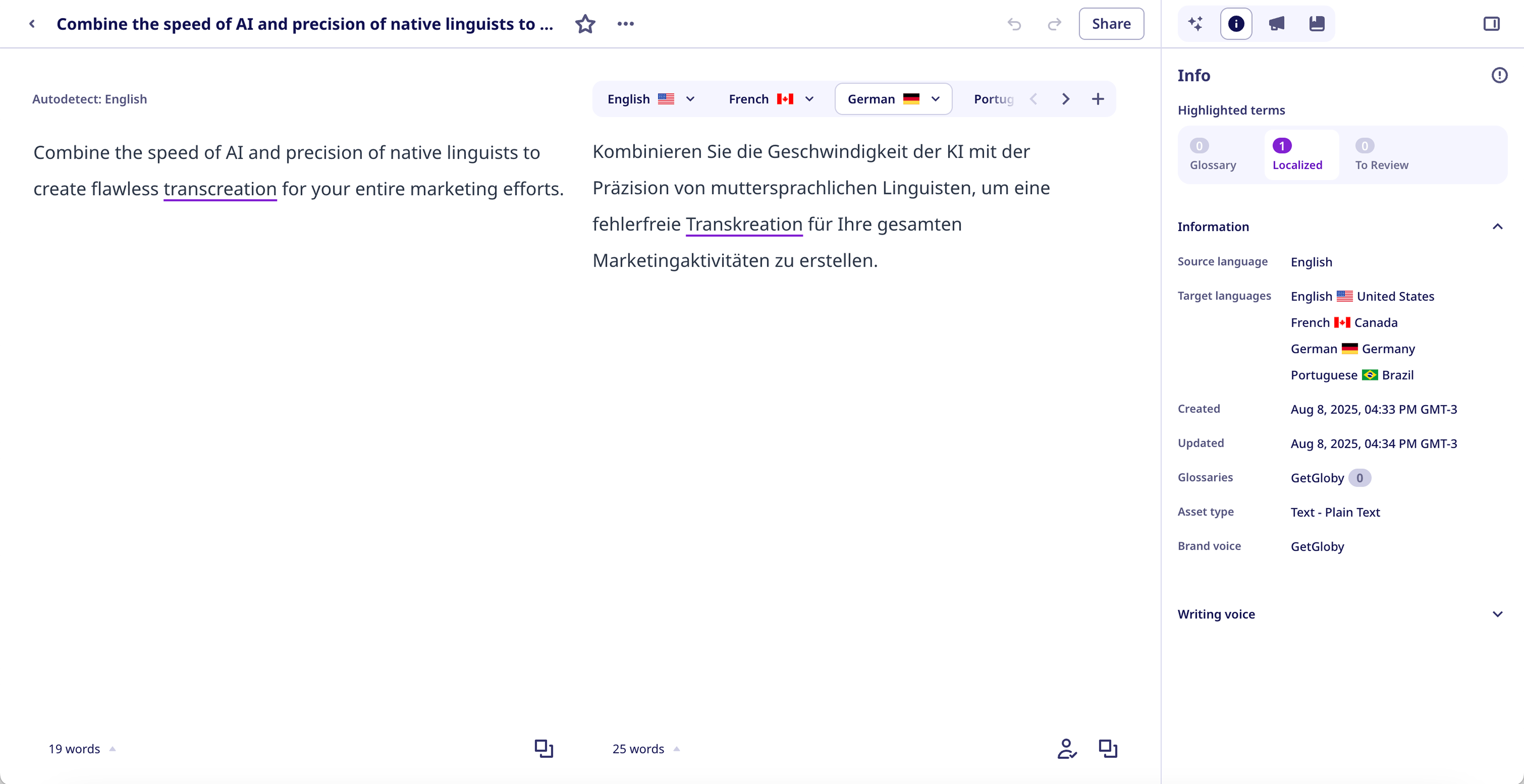 Text translator GetGloby
