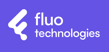 Fluo Technologies logo with stylized F icon on a purple background.