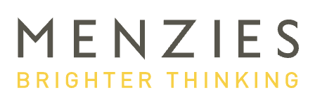 Menzies text with Brighter Thinking slogan below in yellow.