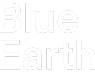 White text saying 'Blue Earth' on a black square background.