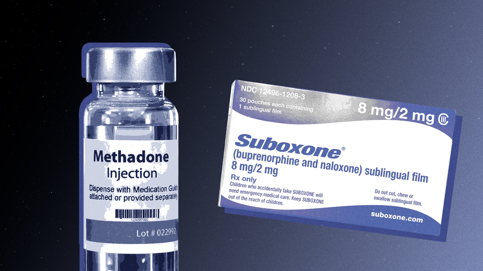 Suboxone and methadone pill bottles