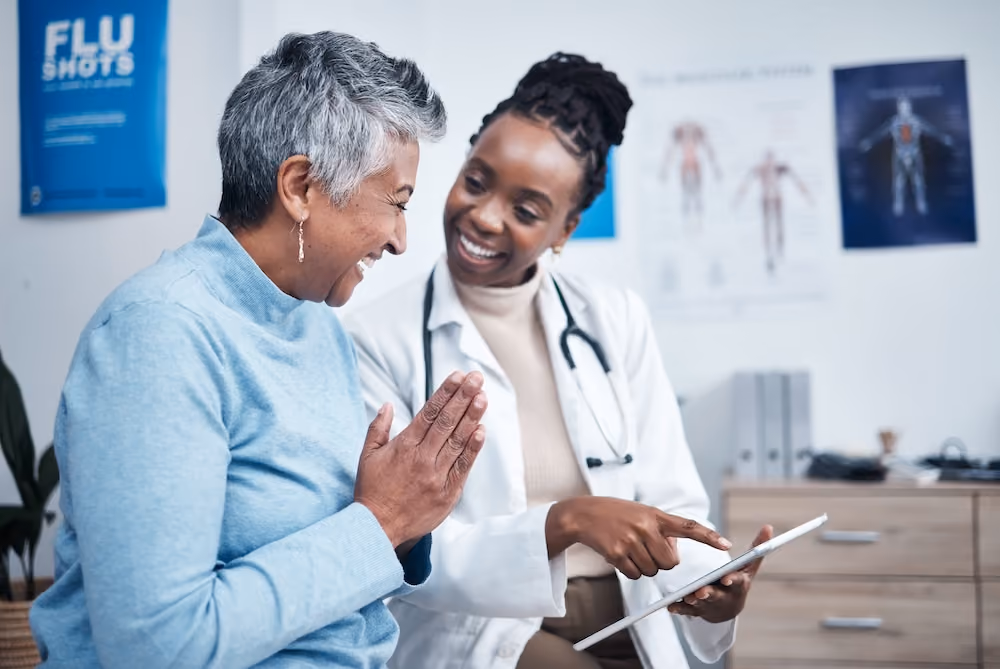 A doctor talking to a patient.
