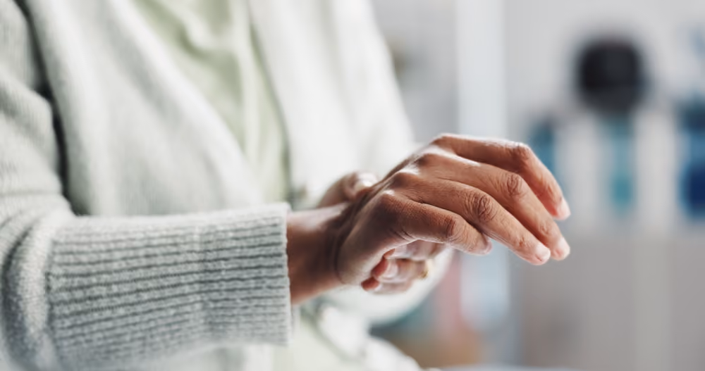 The hand of an arthritis sufferer.
