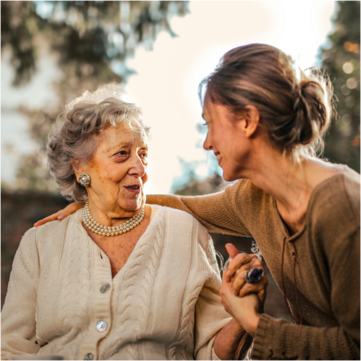 daughter taking care of aging parent