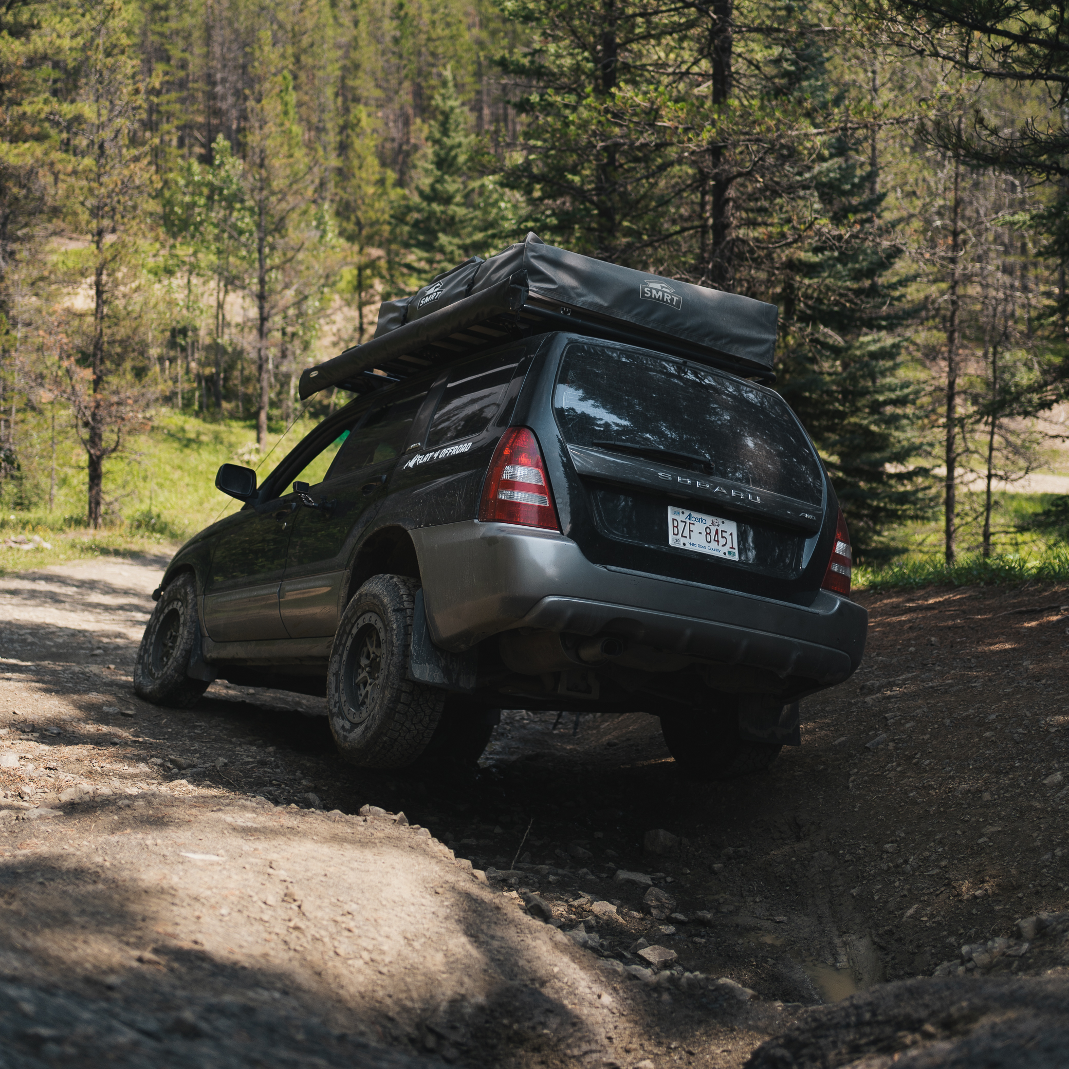 Lifted Subaru Forester on Flatout Suspension GR Lite pushing the limits off road.
