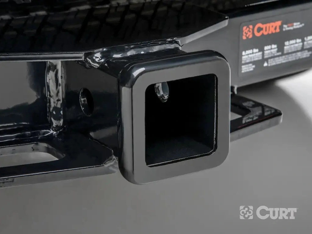 Close up on 2” receiver from a hitch on a Subaru Forester 