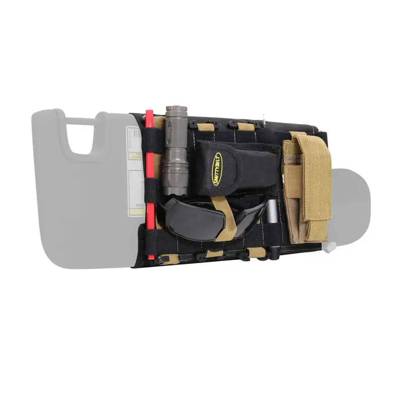 Sun visor gear organizer with MOLLE attachments