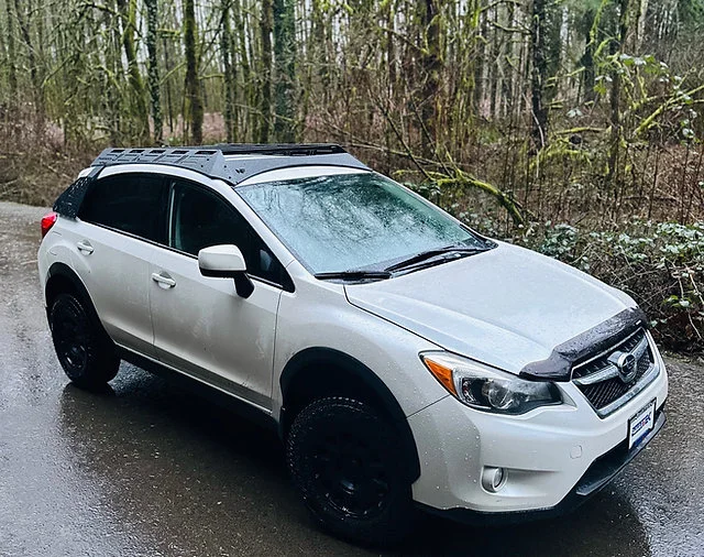 Overland Subaru Crosstrek with sleek all aluminum roof rack 