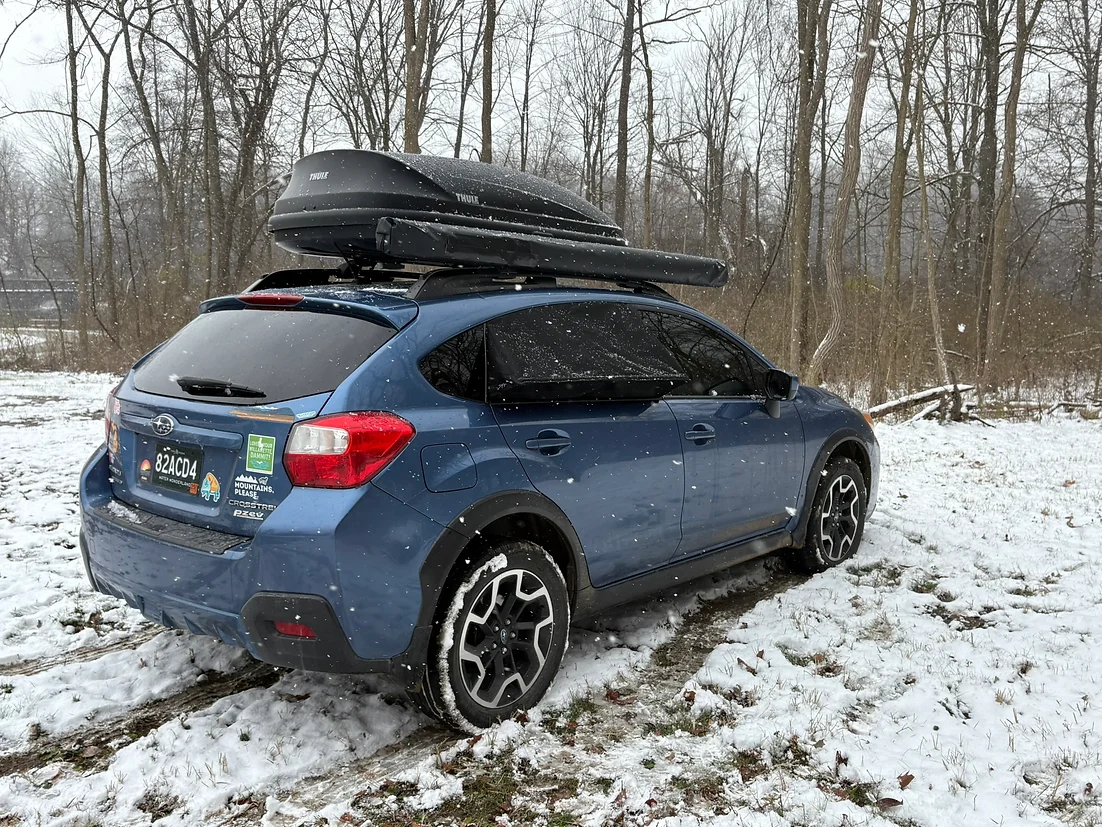 Adventure ready Subaru Crosstrek car camping with breathable vent