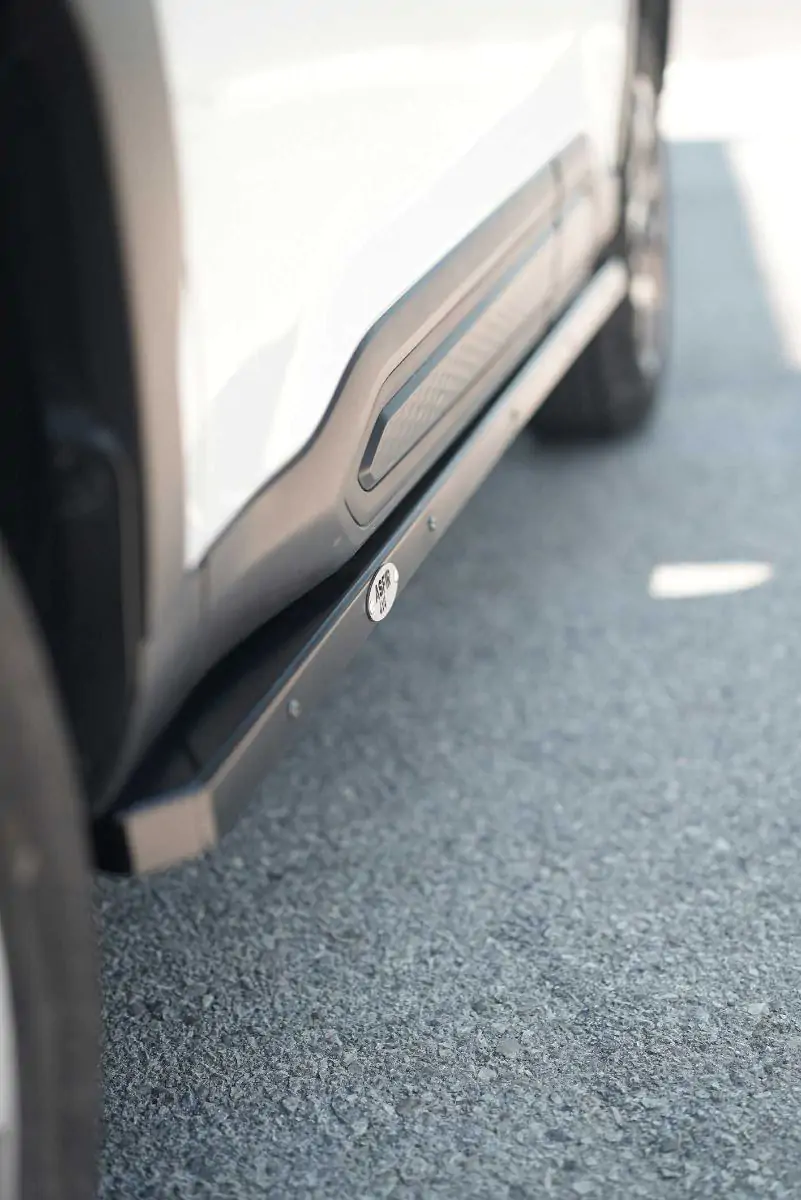 Subaru Forester wth off road rock sliders for additional side protection