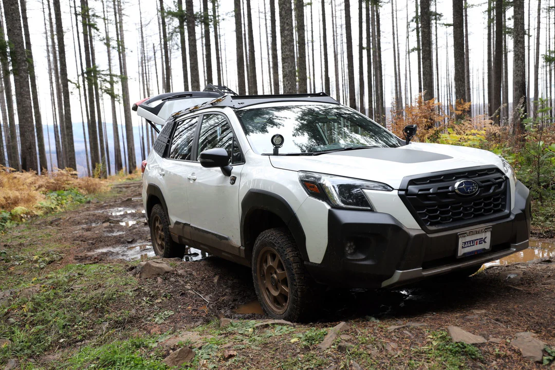 Lifted Subaru Forester on an offroad adventure