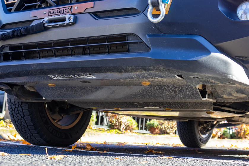 RalliTEK Extreme 1/4" Aluminum Front Skid Plate installed on a 2024-2026 Subaru Crosstrek Wilderness, providing heavy-duty armor for the oil pan and front differential.