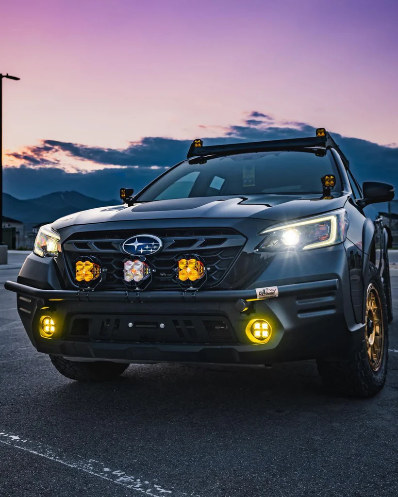 CAtuned Off-Road Brush Bar installed on a Subaru Outback Wilderness Edition for front-end protection