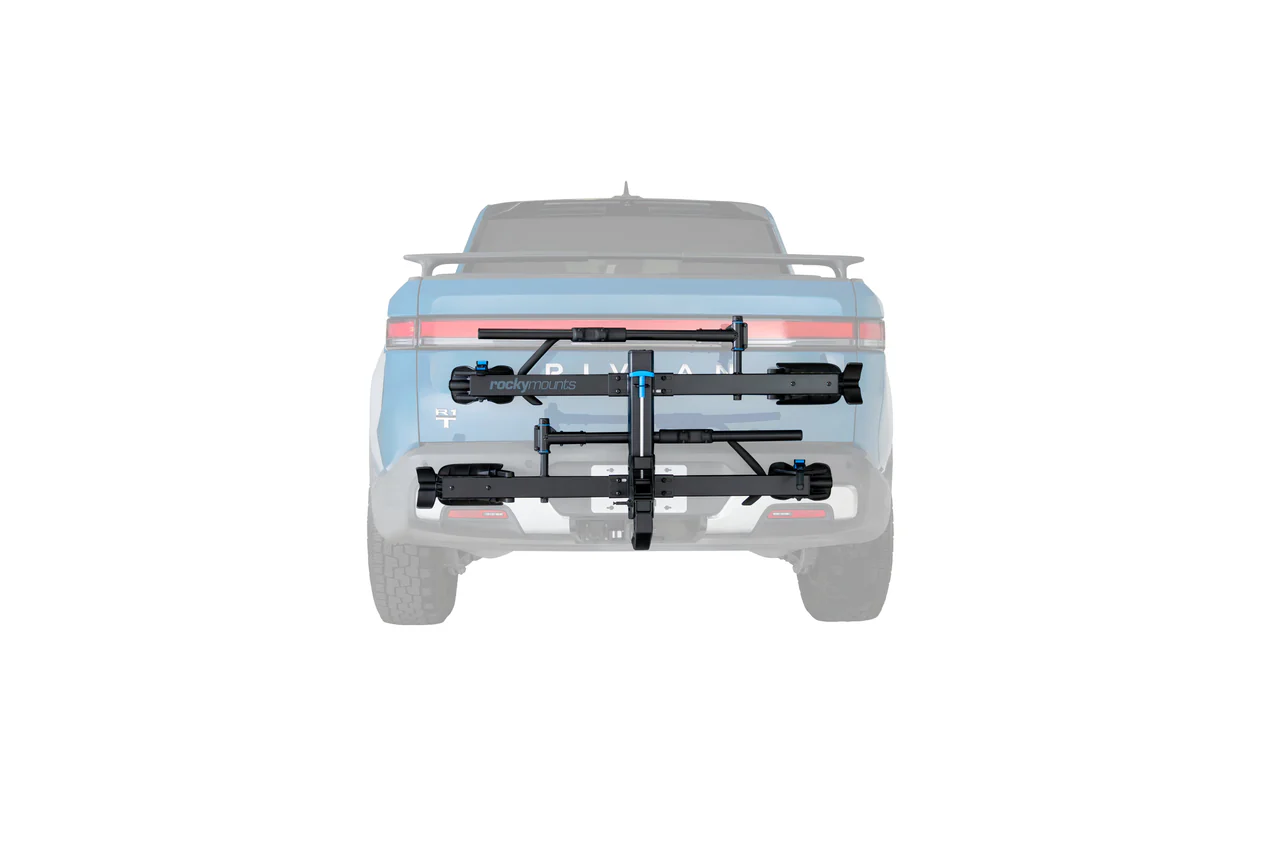 Rocky Mounts MonoRail 2-inch hitch bike rack carrying two bikes