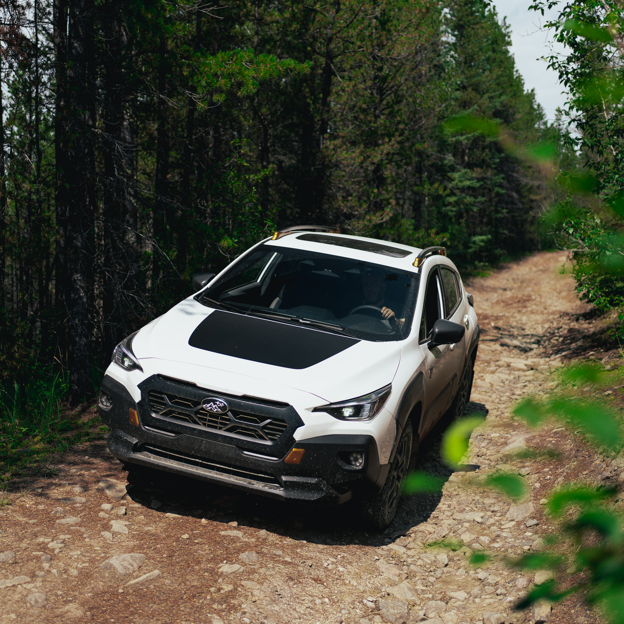Subaru Crosstrek Wilderness off road with factory raised rails
